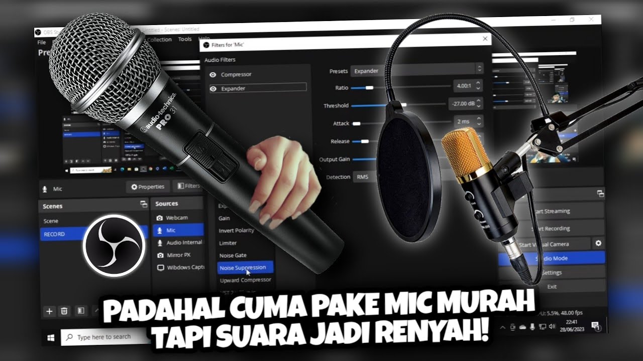 SUARA JADI RENYAH‼️SETTING MICROPHONE DI OBS UNTUK RECORDING & LIVE STREAMING