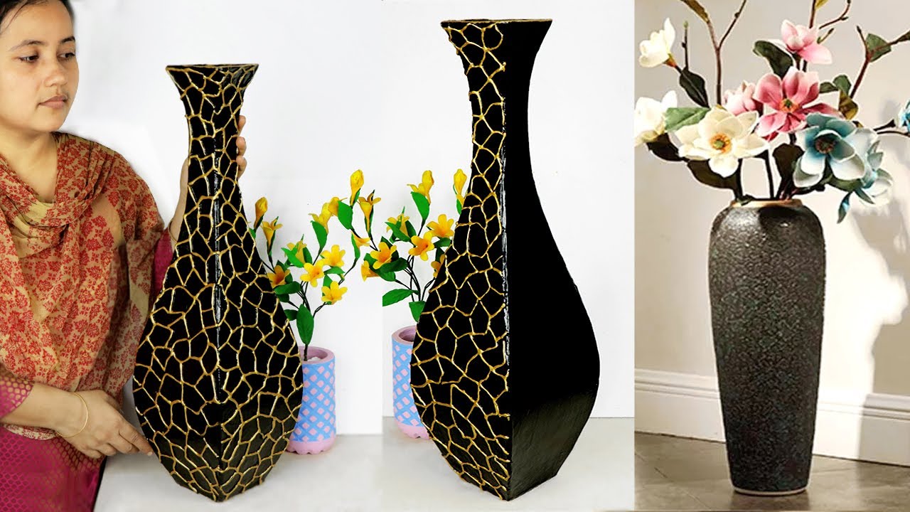 Paper Board flower vase // Corner Flower vase making with paper Board // পেপার দিয়ে ফুলদানি