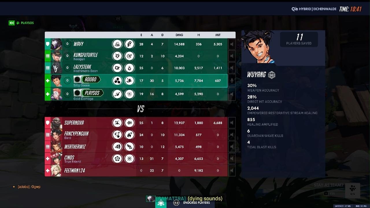 Eichenwalde defend (QP) - Wuyang escaping from (and feeding) Doomfist punches (sweaty)