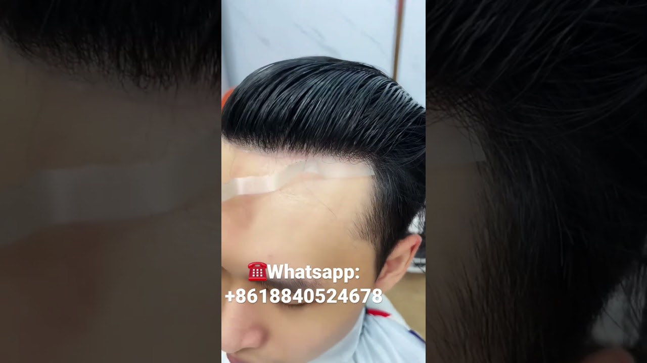 Human hair toupee for men thin skin hair systems natural hairline US free shipping