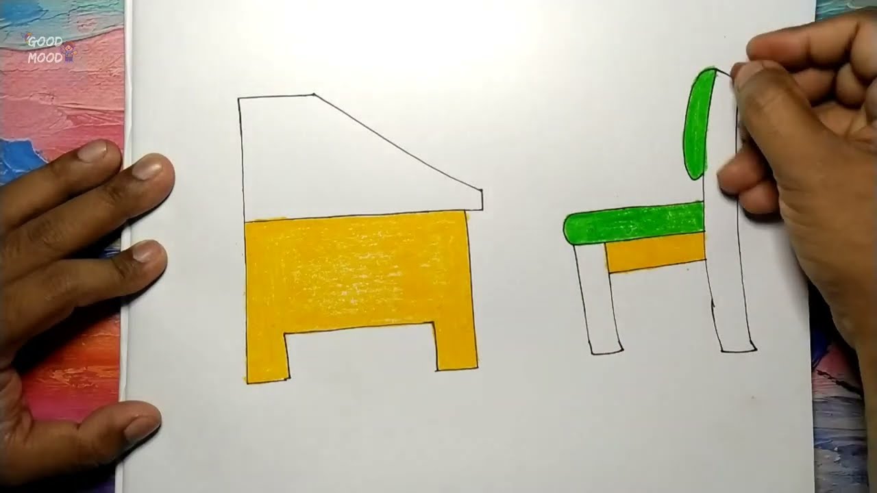 How to Draw Table Chair, Desk and Chair Drawing Easy, Very Easy Drawing for beginners step by step