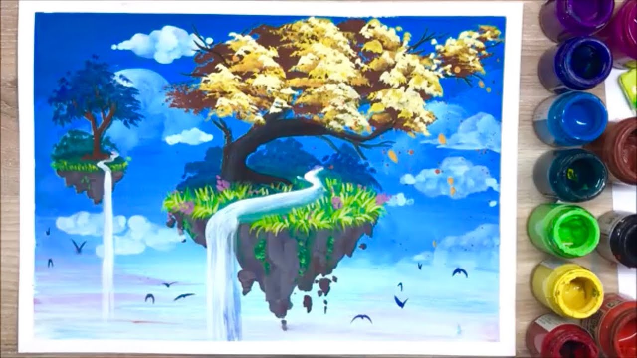 Ep.36 How To Paint A Floating Island | สอนวาดภาพ