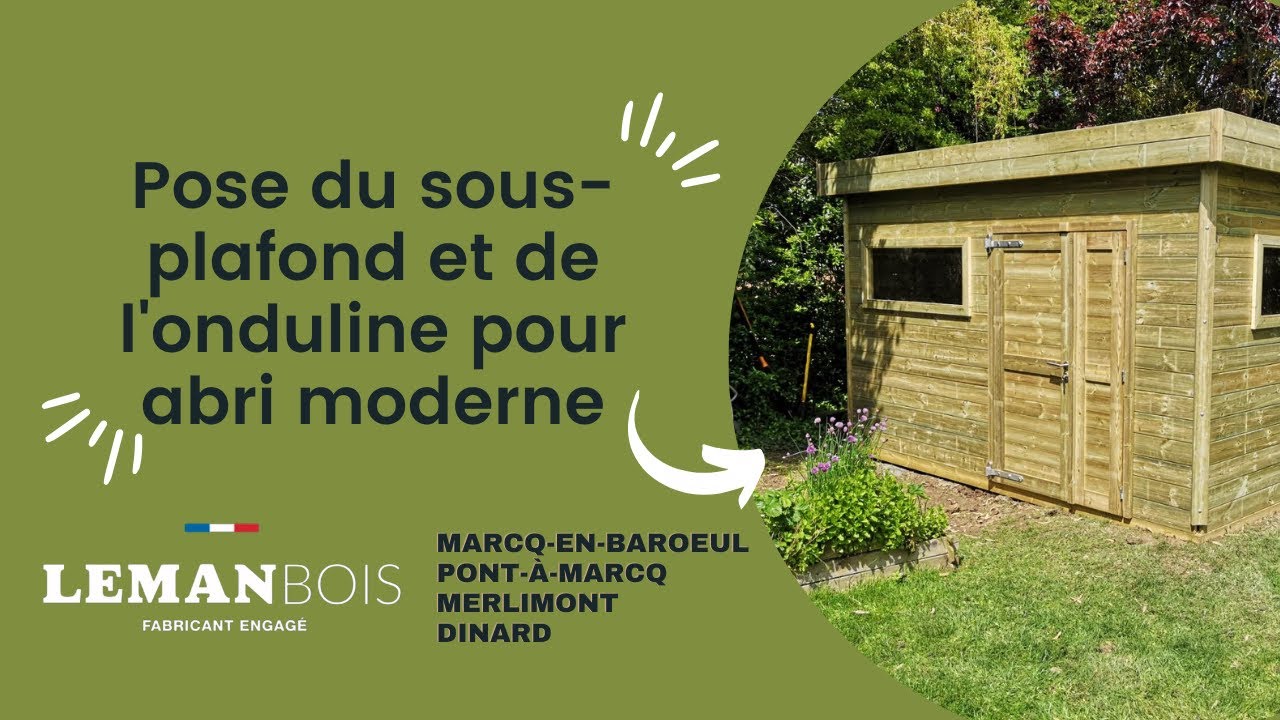 Pose du sous plafond et de l'Onduline pour Abri de jardin moderne LEMANBOIS