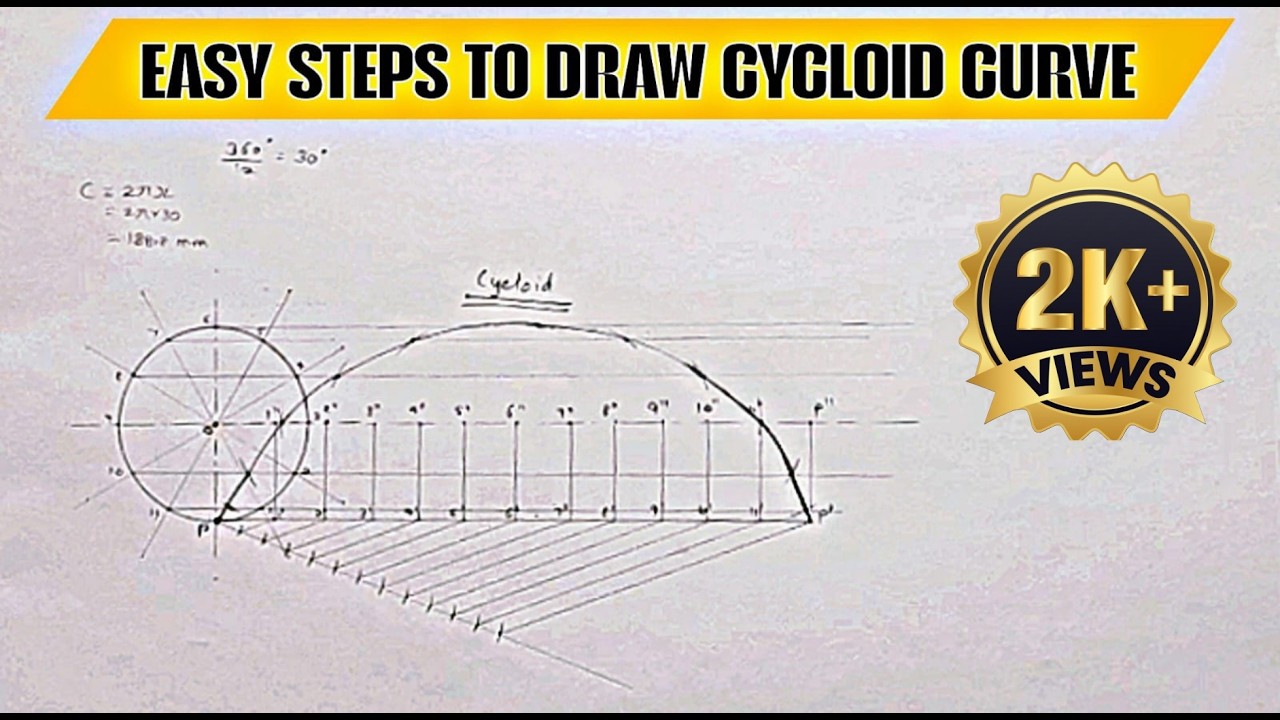 Easy Steps to Draw Cycloid Curve | Engineering Drawing Made Simple