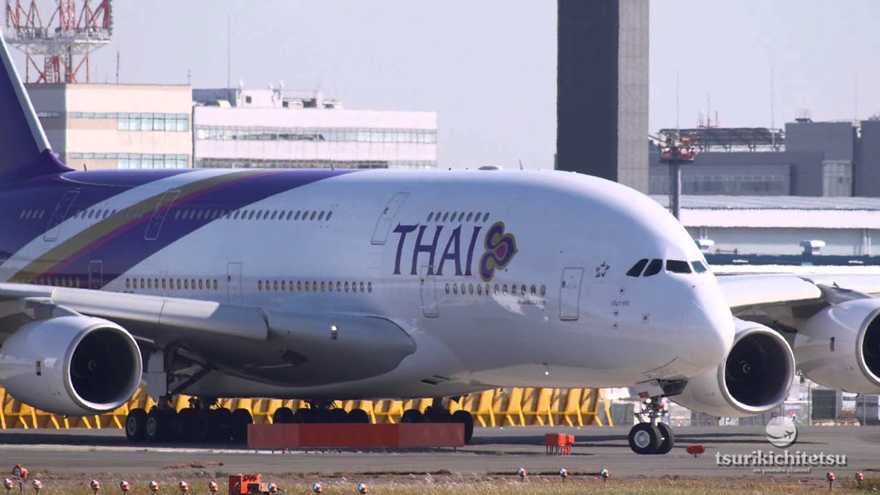 【Full HD】Thai Airways A380 Takeoff @Narita Rwy 16R