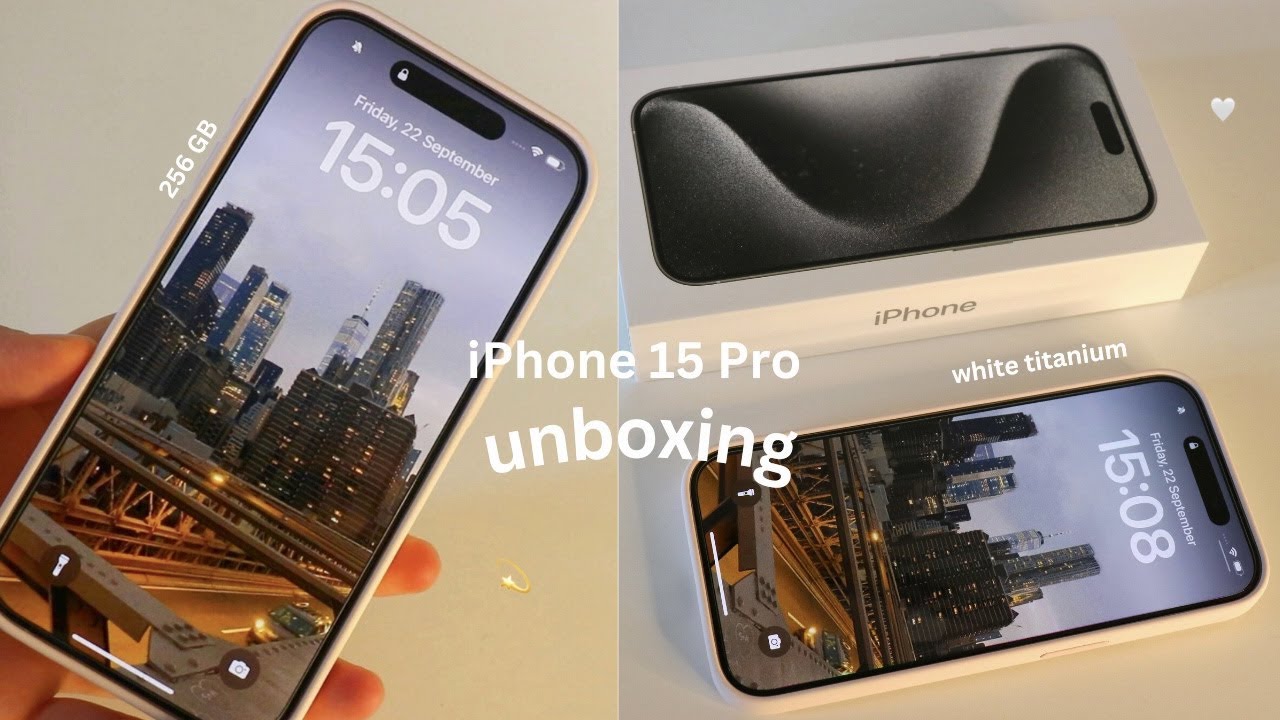 iPhone 15 Pro White Titanium aesthetic unboxing 🧸 | setup + accessories