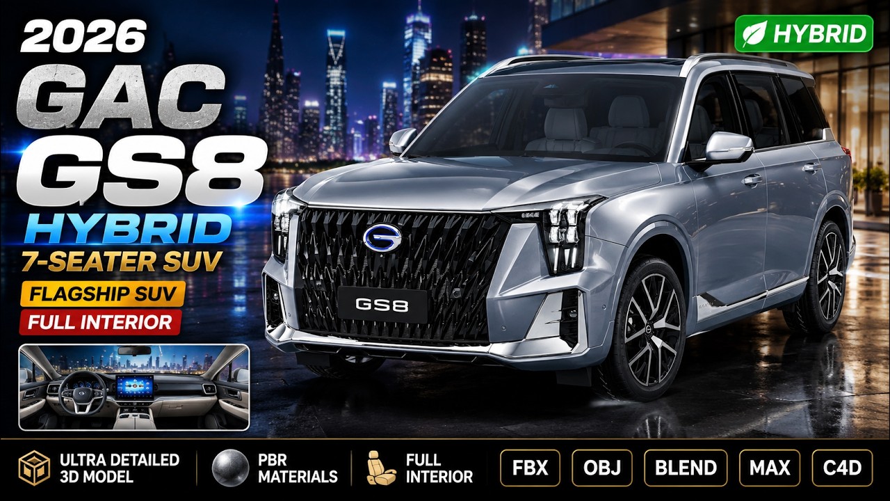 2026 GAC GS8 7 Seats Hyrid With Interior #3dmodeling #blender #gacmotor #gs8
