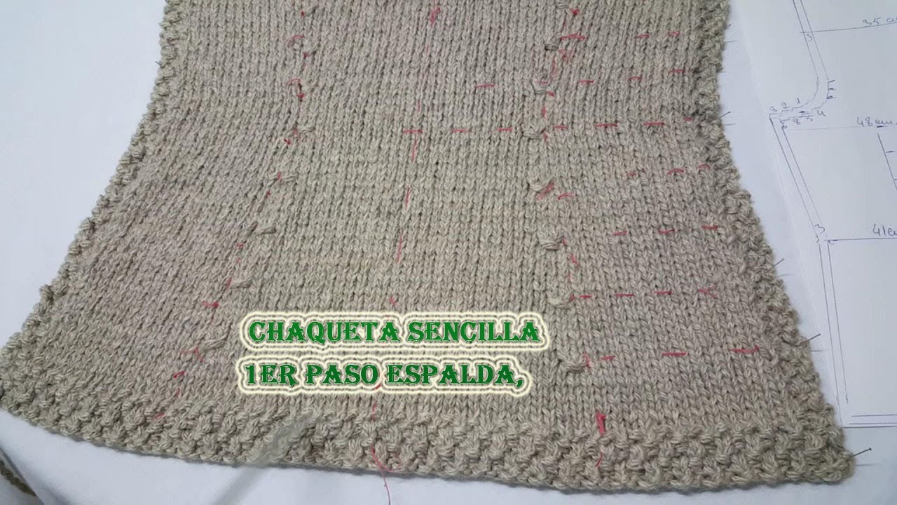 Chaqueta sencilla para mujer, 1er paso espalda, menguados y crecidos