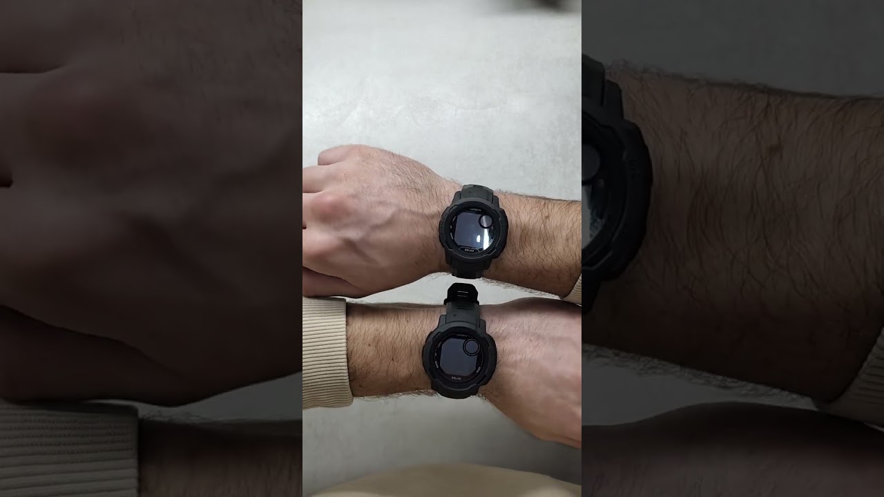 on-hand comparison of Garmin Instinct Solar Graphite 2 vs 2s. 17cm wrist :)