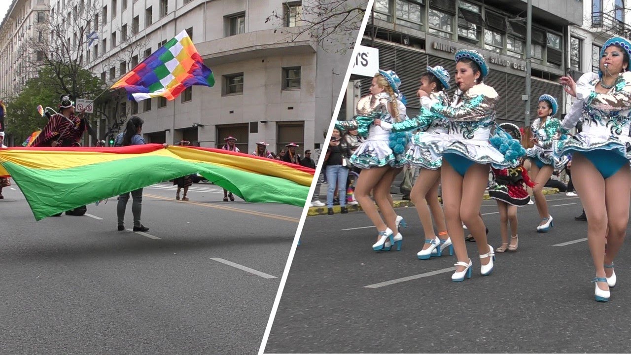 Entrada folklorica de comunidad Boliviana Buenos Aires Argentina en Av de Mayo 2022