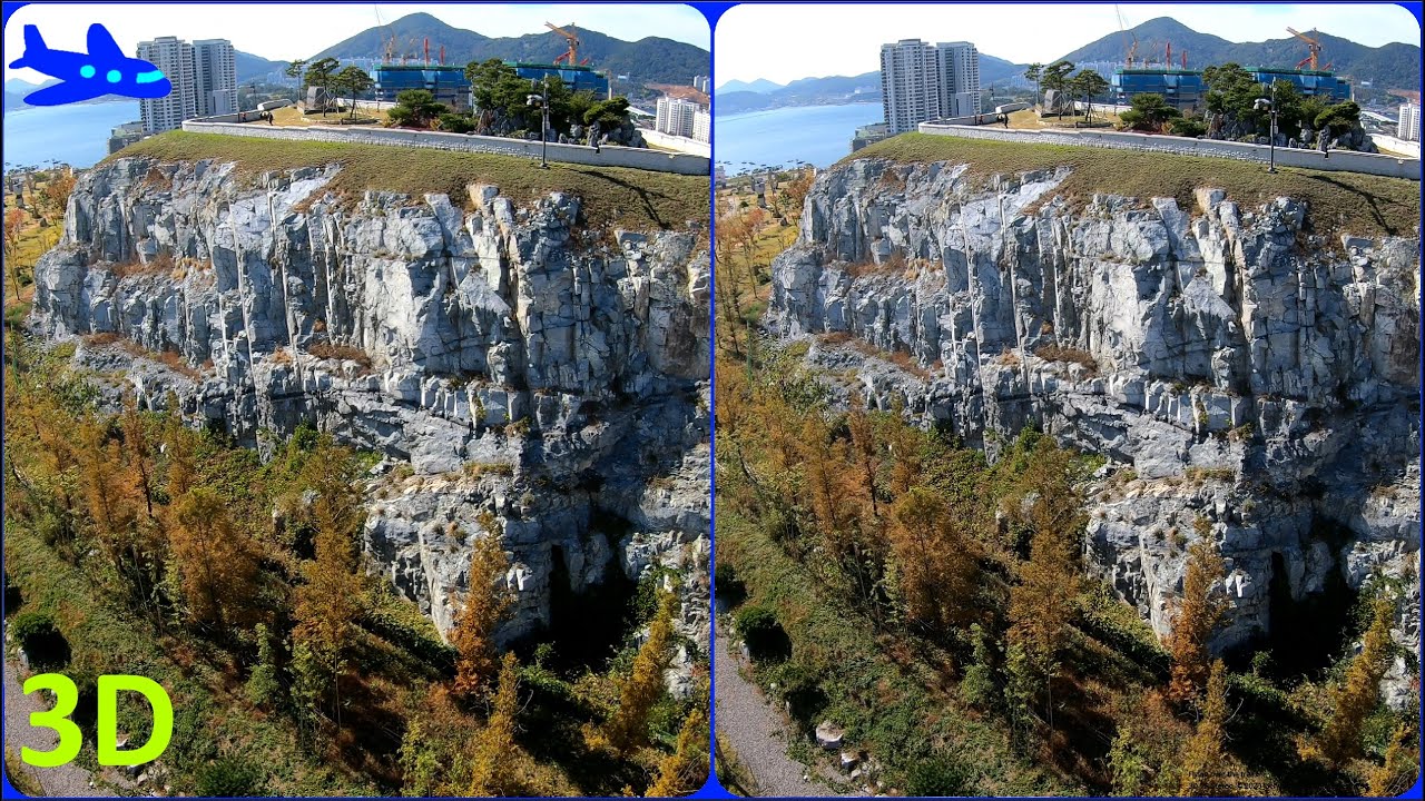 Drone 3D, Real 3D Aerial video with extended Interaxial Separation(Stereo Base), Magic eye, Trees