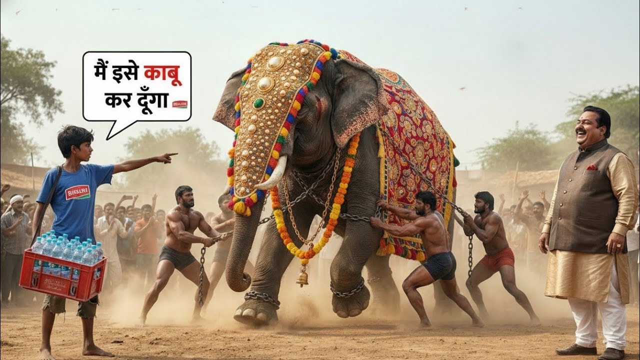 जिस गरीब लड़के को भिखारी समझा… उसी ने खतरनाक हाथी को काबू किया, 10 करोड़ जीत लिए 😱