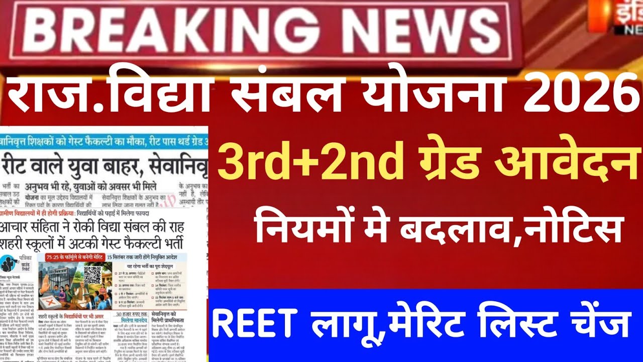 Rajasthan Vidya Sambal Yojana/Rajasthan guest faculty recruitment 2026/विद्या संबल योजना फॉर्म 2026