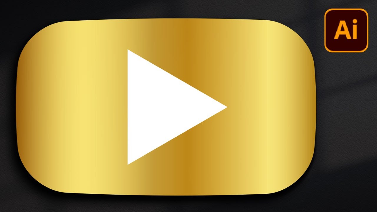 1 Minute Crafting a shimmering gold YouTube icon in  adobe illustrator 2024