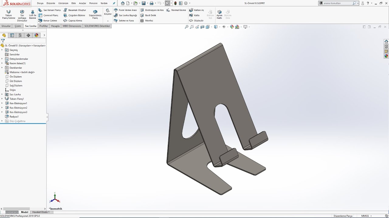 Sac Levha Telefon Standı #solidworks #drawing #sheetmetals #phonestand