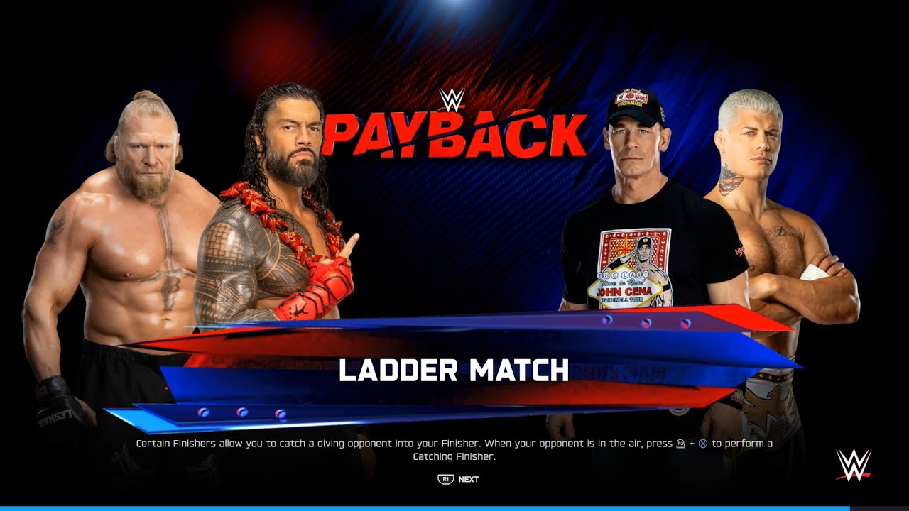 FULL MATCH: BROCK LESNER & ROMAN REIGNS VS JOHN CENA & CODY RHODES: WWE 2K25 PAYBACK LADDER MATCH