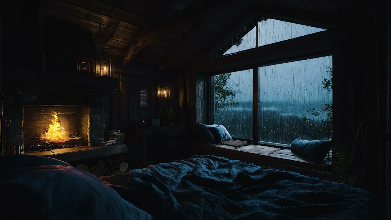 Dark Night Rain in a Forest Cabin 🌧️ Deep Sleep Ambience