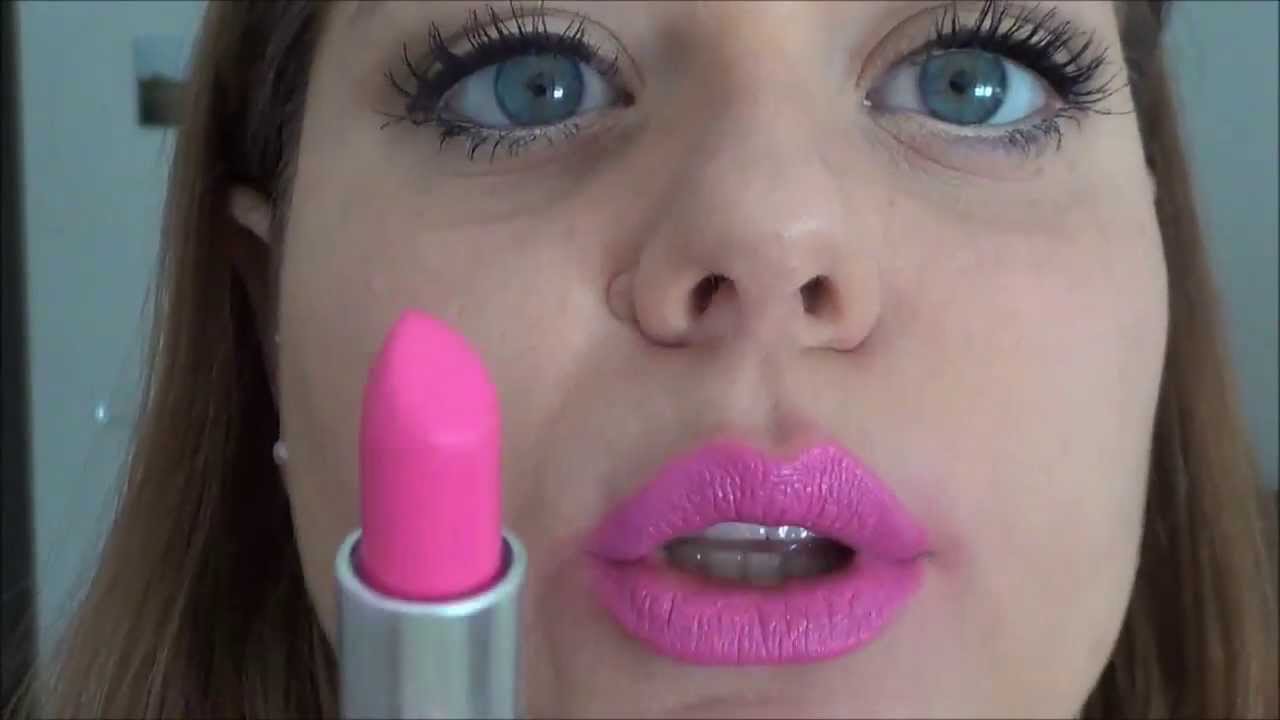 Swatches rossetti mac: Pink nouveau, Candy yum yum, Show orchid, Girl about town, Pleasure bomb