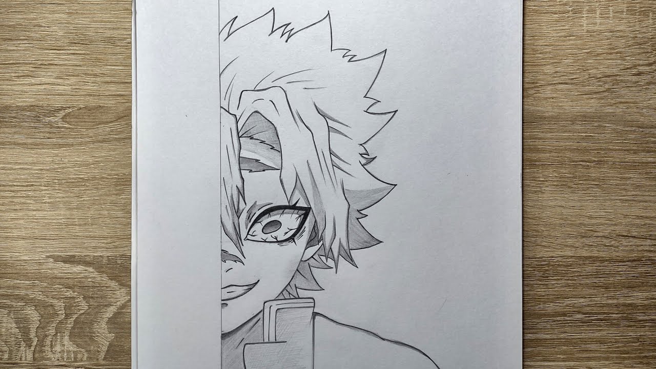 how to draw Sanemi half face step by step [ Demon Slayer ]