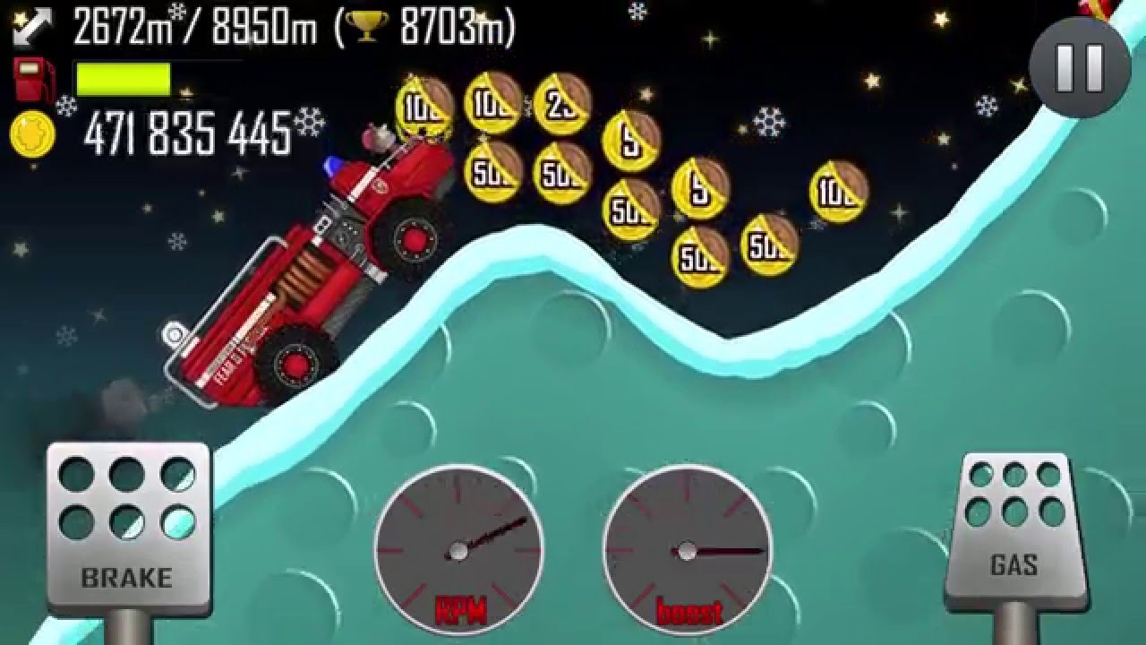 Hill Climb Racing \ Xmas\ 8951 meters on Fire Truck