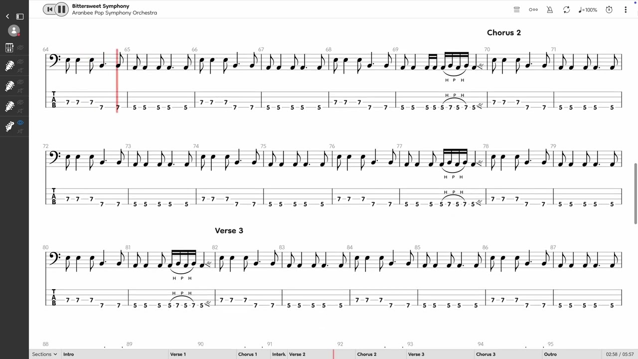 Aranbee Pop Symphony Orchestra - Bittersweet Symphony (BASS TAB PLAY ALONG)