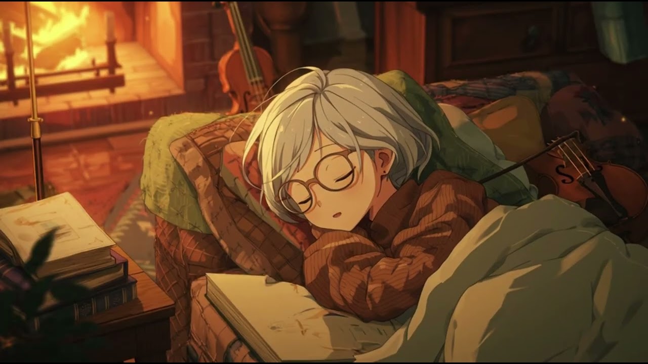 Cozy Fireplace Piano & Violin | Sleep & Relax | Airi’s Des