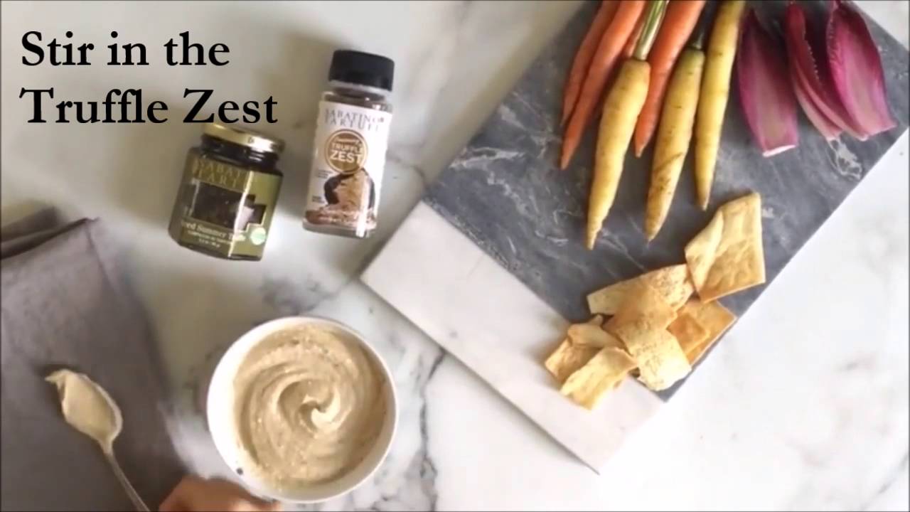 Hummus with Truffle Zest and sliced truffles