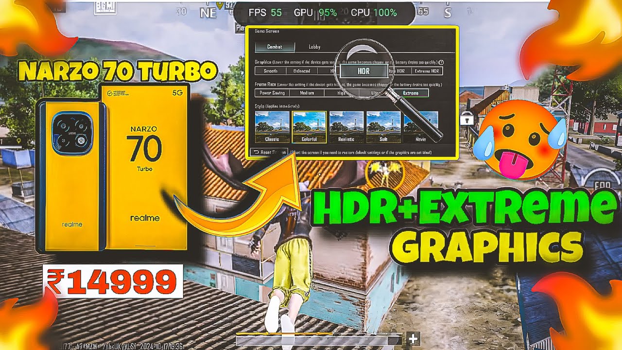 Realme Narzo 70 Turbo 🔥| HDR +Extreme BGMI Gameplay 🥵 @15000*!
