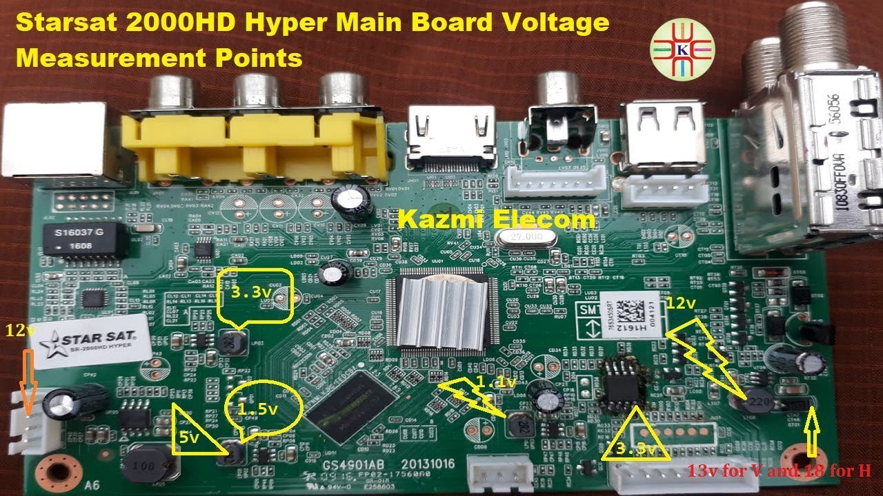 How to Troubleshoot Starsat 2000HD Hyper and Voltage Measurement Test Points on Main Board in Urdu
