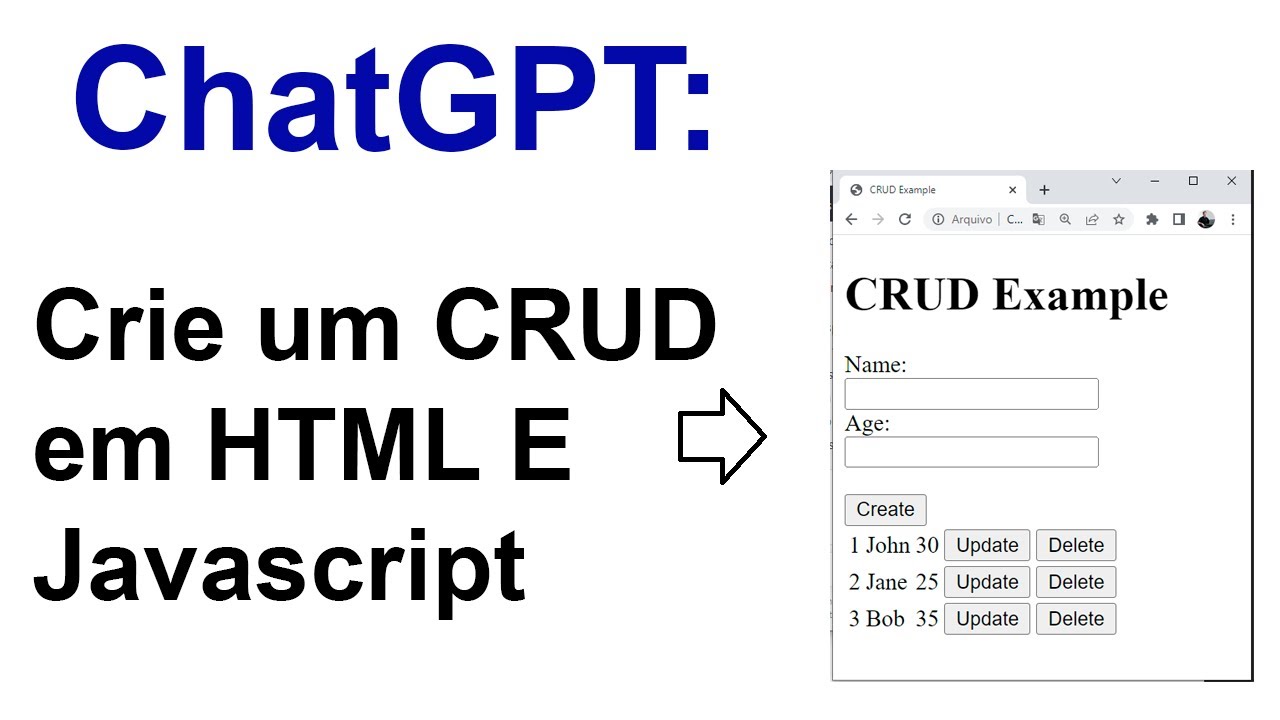Crie um CRUD em Javascript e HTML com o ChatGPT