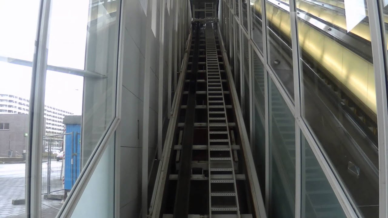A diagonal Schindler - Hütter elevator @ Subway Station Ganzenhoef in Amsterdam