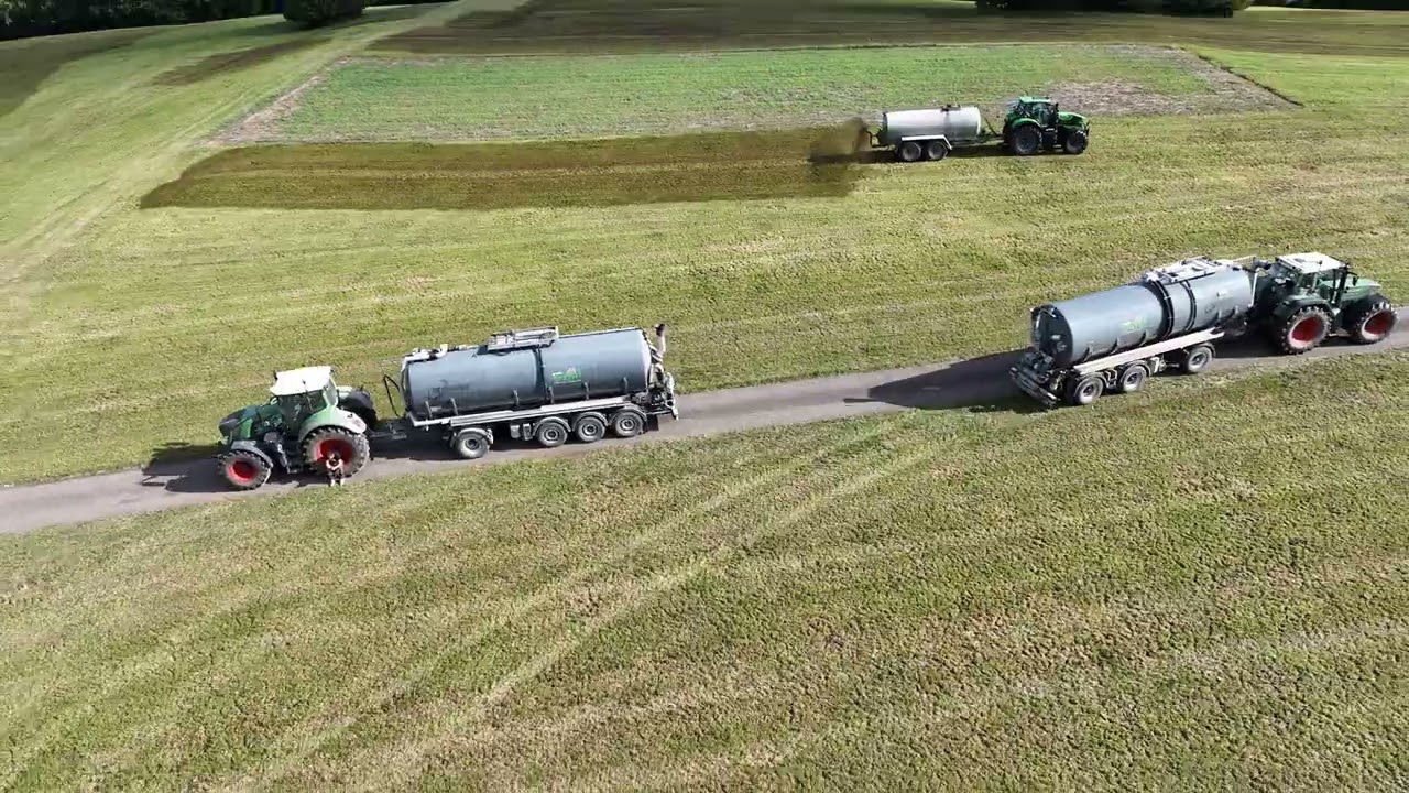 G&uuml;llefahren das erste mal mit Zubringer | Fendt 828, 824 Deutz-Fahr 6230 TTV