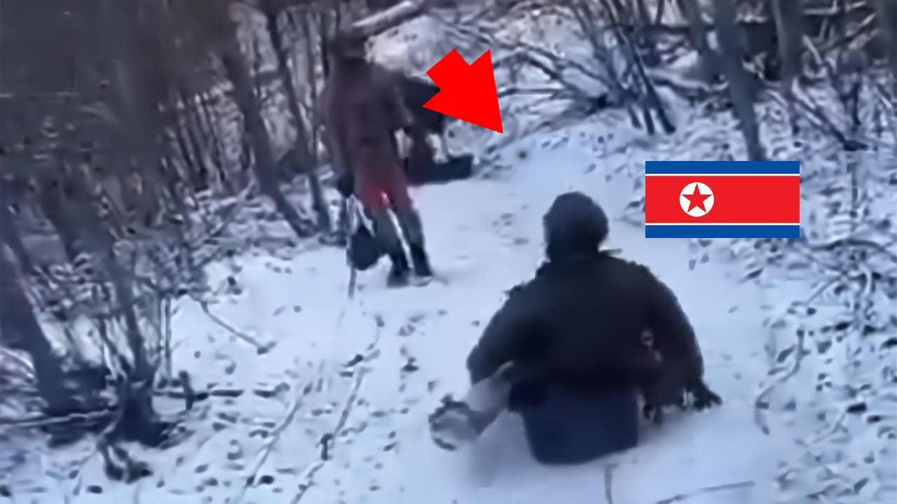 North Korean Soldier Sledding Hits Mine