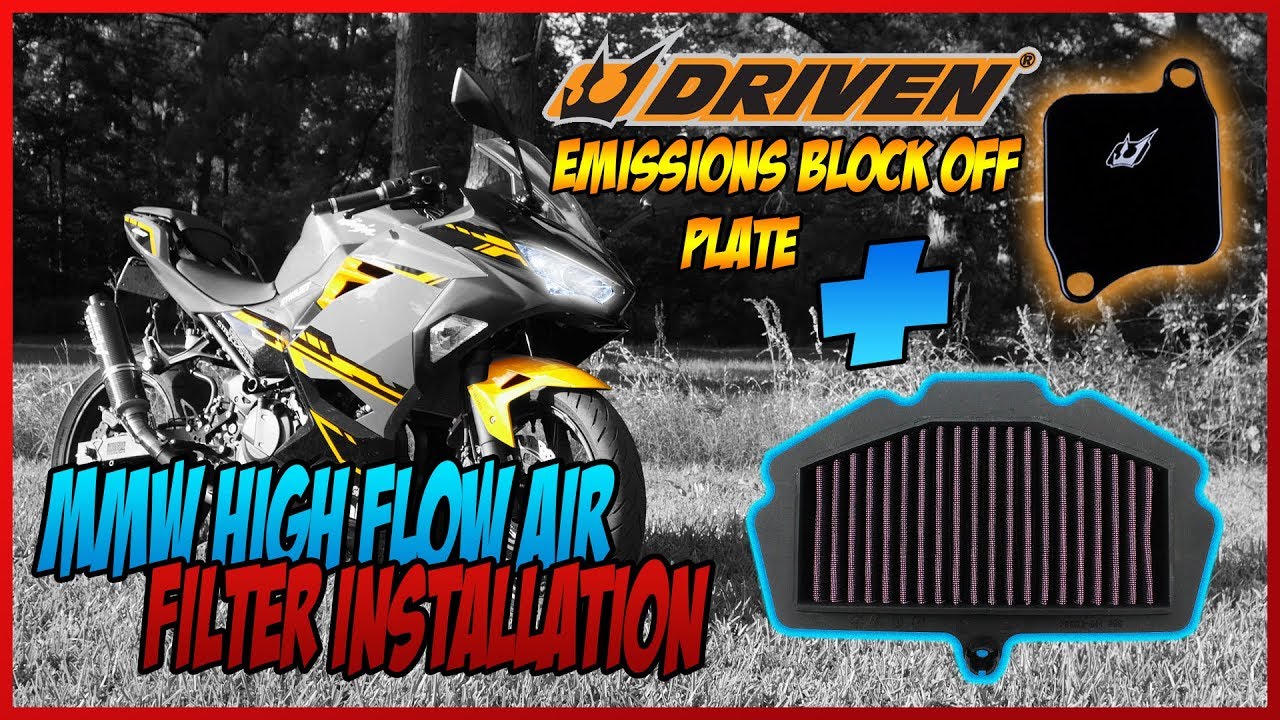 Kawasaki Ninja 400 & Z400 K&N Air Filter + Driven Emissions Block Off Plate Install