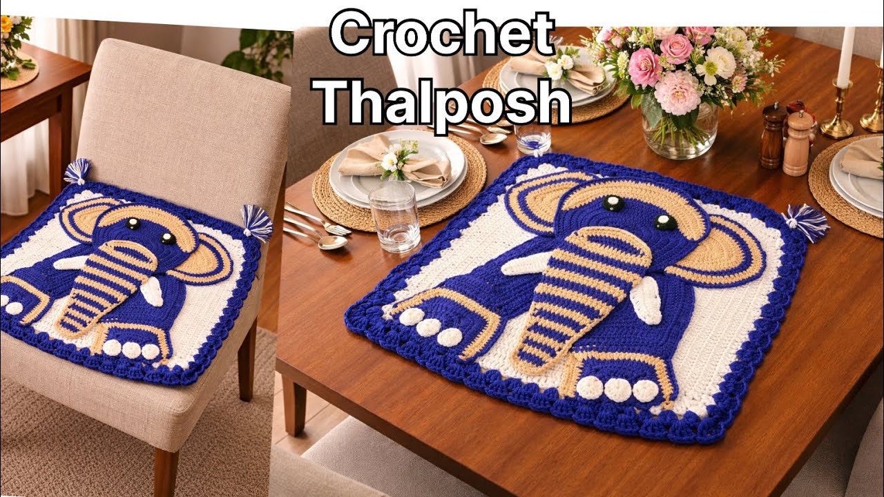 Crochet  Beautiful 🤩 Elephant🐘 design Thalposh in Hindi PART 1 #Easy trick #Beginner Friendly 