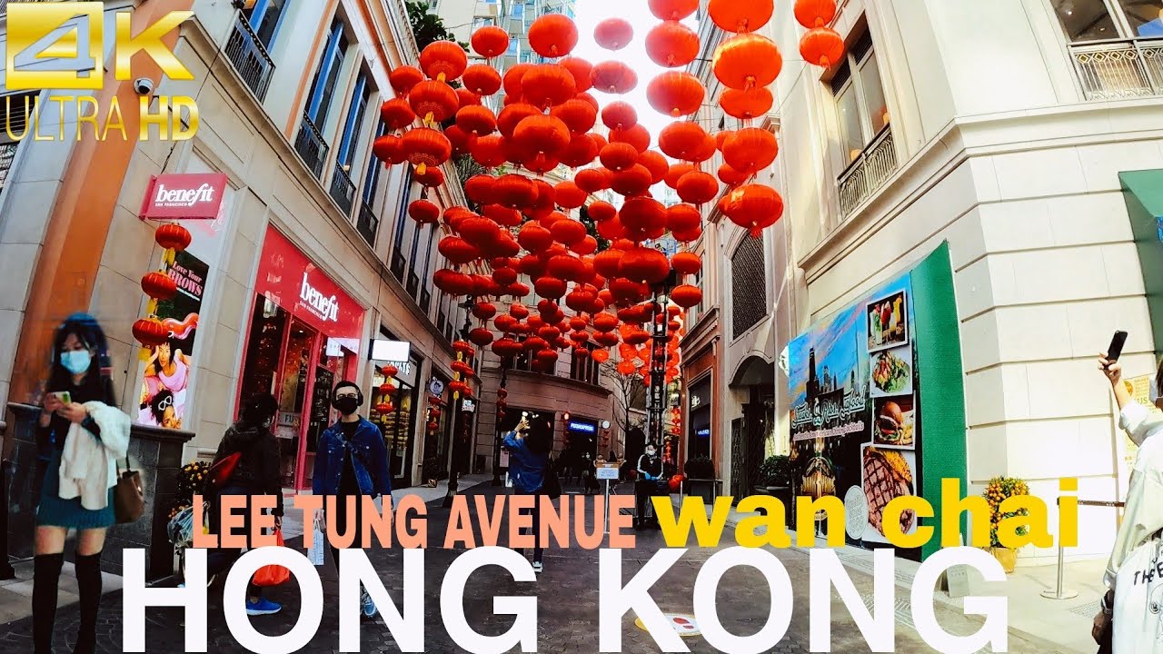【4K】Chinese new year 2022, Lee tung Avenue Wan Chai Hong kong, walking tour 2022.