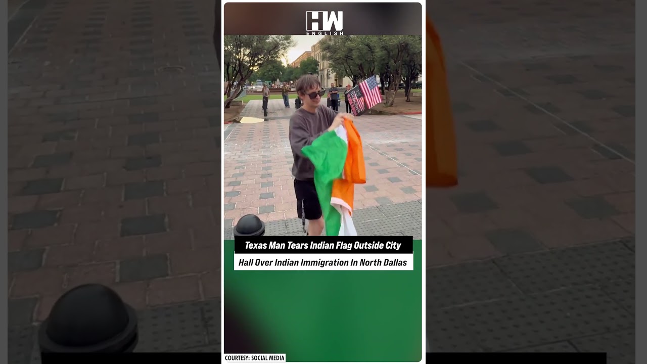#Shorts | Texas Man Tears Indian Flag Outside City Hall Over Indian Immigration In North Dallas