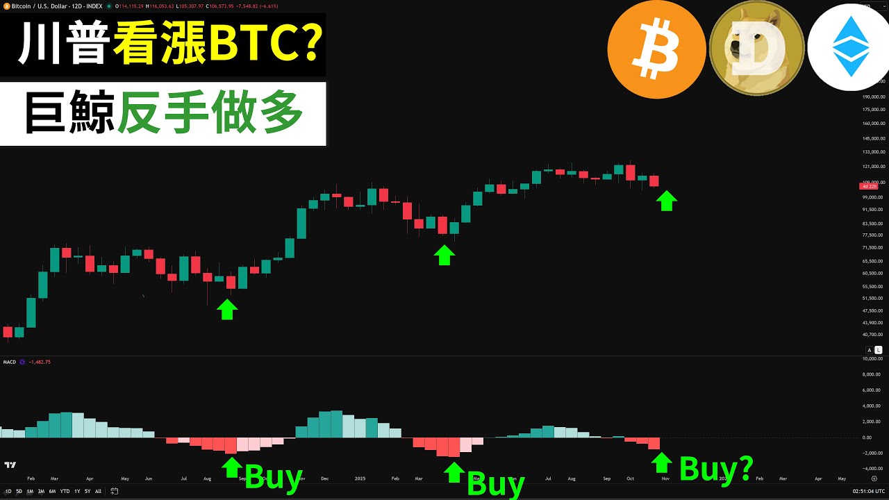 比特币暴跌！BTC巨鲸反手做多！川普看涨？10万美元不会去？DOGE，ETH