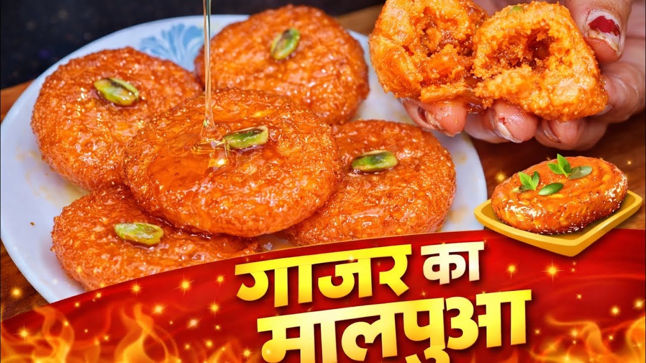 🥕🥮  Gajar Ka Mal Pua Recipe | Soft, Juicy & Aromatic Winter Special Sweet | bhojan box 😋✨