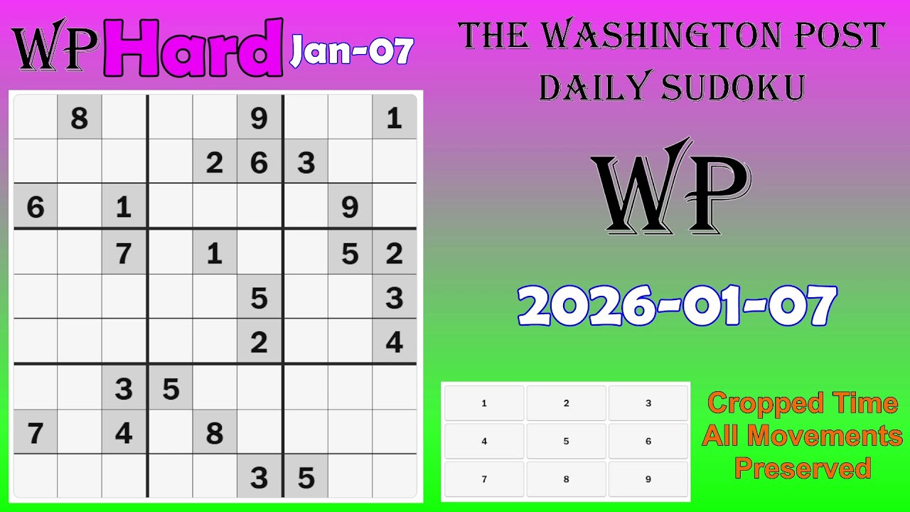 The Washington Post Daily #Sudoku 2026-01-07 Hard