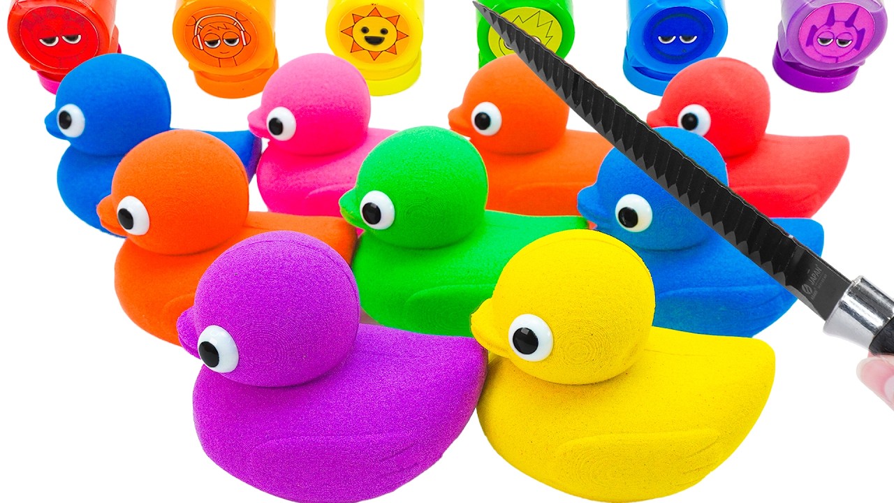 Satisfying Video | How To Make Rainbow Duck From Kinetic Sand Cutting ASMR | Yo Yo Candy