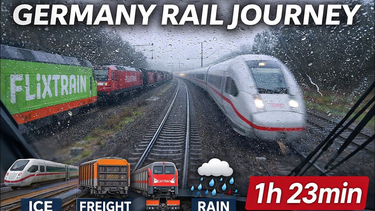 Cab View Through Northern Germany | ICE, Freight & Rainy Rail Journey 🚄🌧️