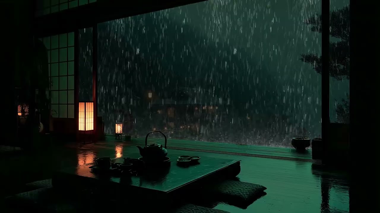 Rain Falling in a Quiet Spring Garden 🌧 (No Ads) | Dark Bedroom Night Ambience for Deep Sleep