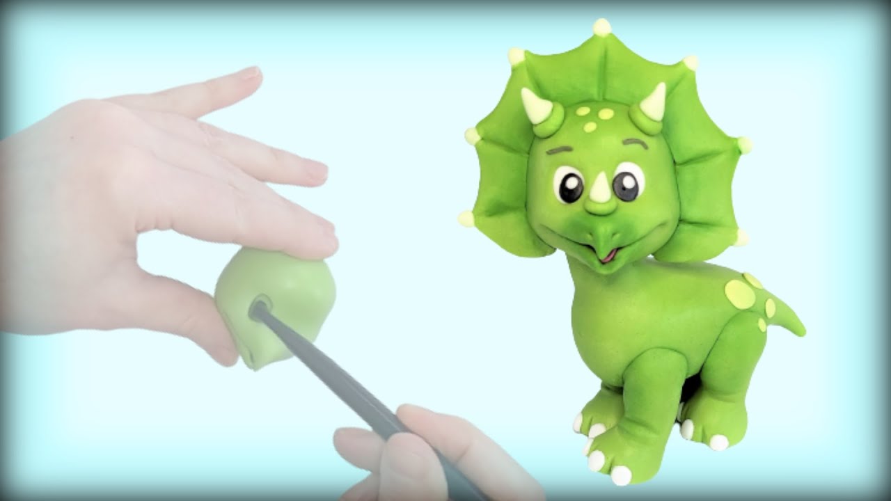 Watch me make this cute Triceratops cake topper