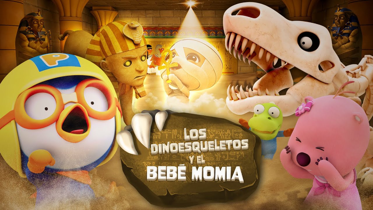 Película de Pororo : Los Dinoesqueletos Y El Bebé Momia | Noche en el museo! | Película para niños