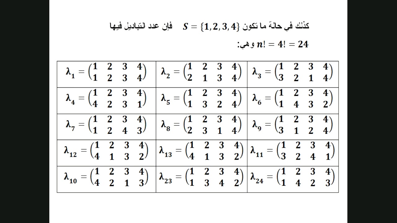 المحاضرة الأولى في زمرة التباديل