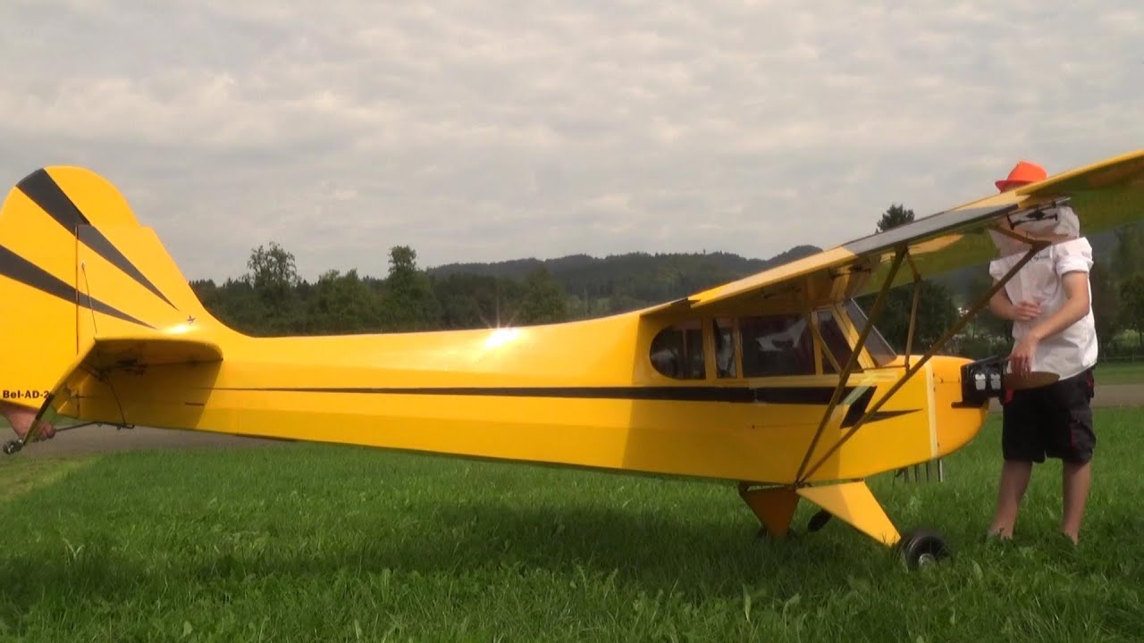 1to2 SCALE GIGANTIC HALF LIFE SIZE RC AIRPLANES PIPER J3 CUB AND CHAMPION DECATHLON AEROBATIC FLIGHT