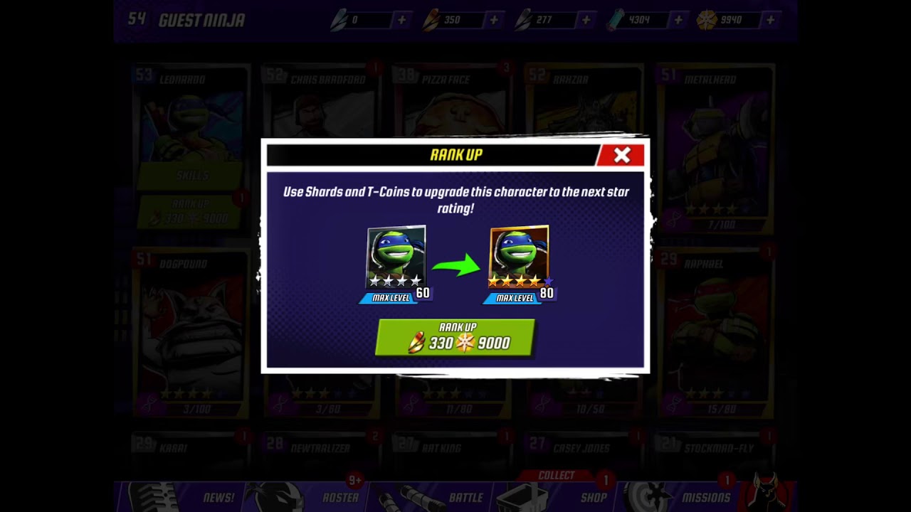 Getting Leonardo to 5 stars | TMNT Legends