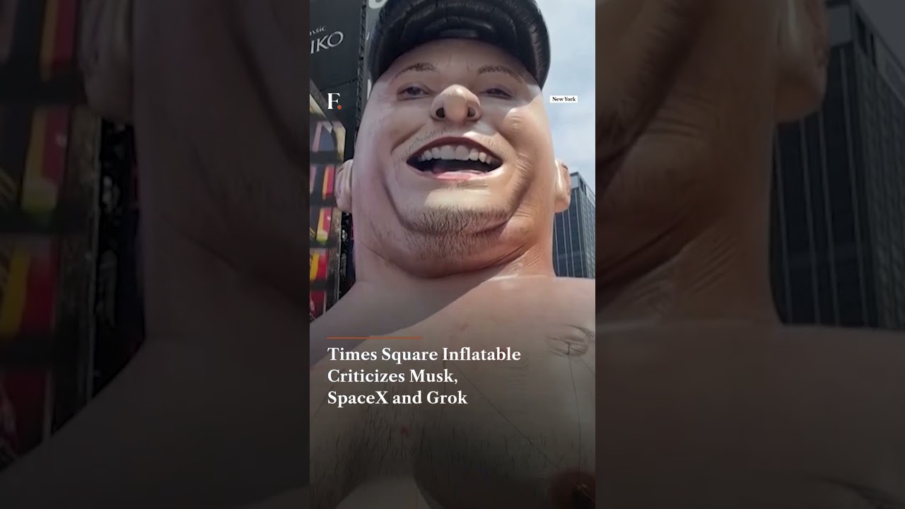 Times Square Inflatable Criticizes Musk, SpaceX and Grok | Firstpost News | N18G