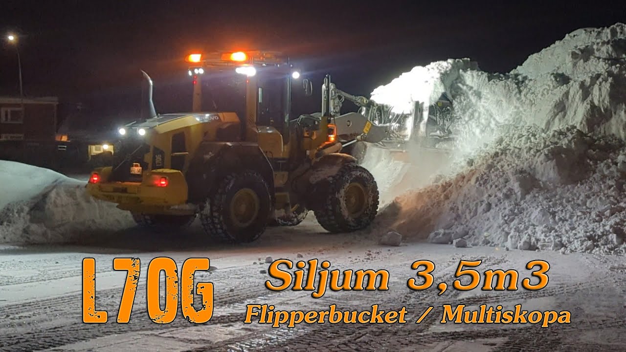 Volvo L70G in snowclearing with 3,5m3 Siljum Flipperbucket | 4K 60